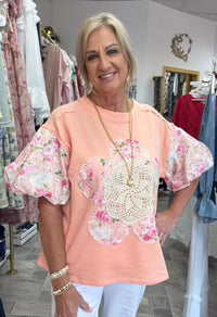 Floral Patchwork Top - Salmon
