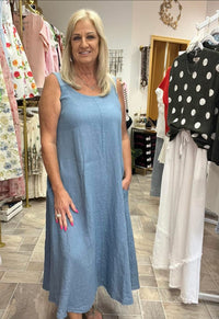 Denim Linen Midi Dress