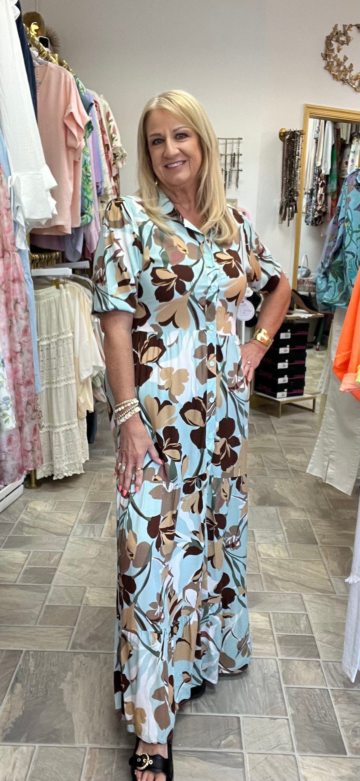 Floral Maxi Dress - Mint