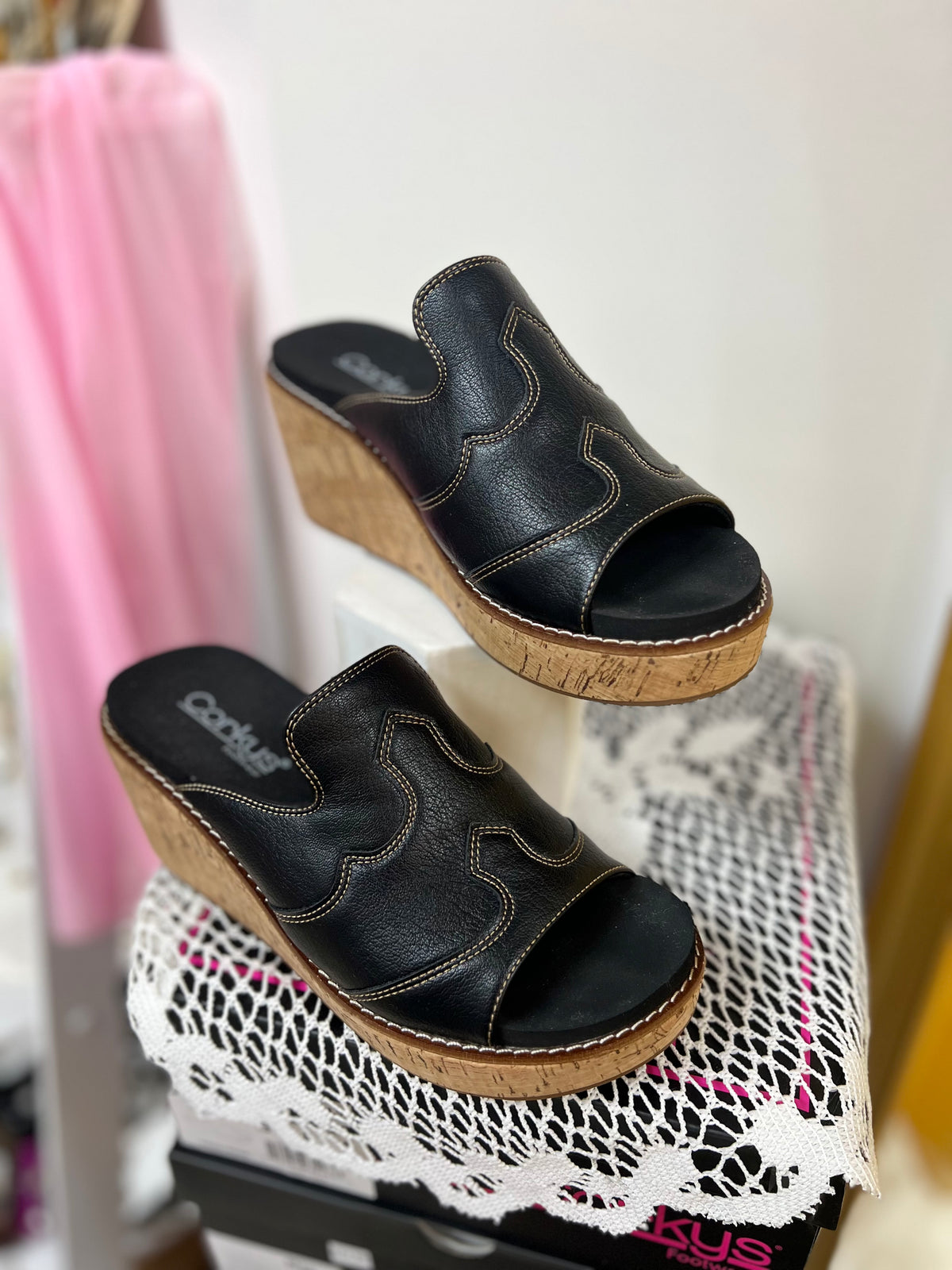 Corkys Neon Moon Wedge- Black