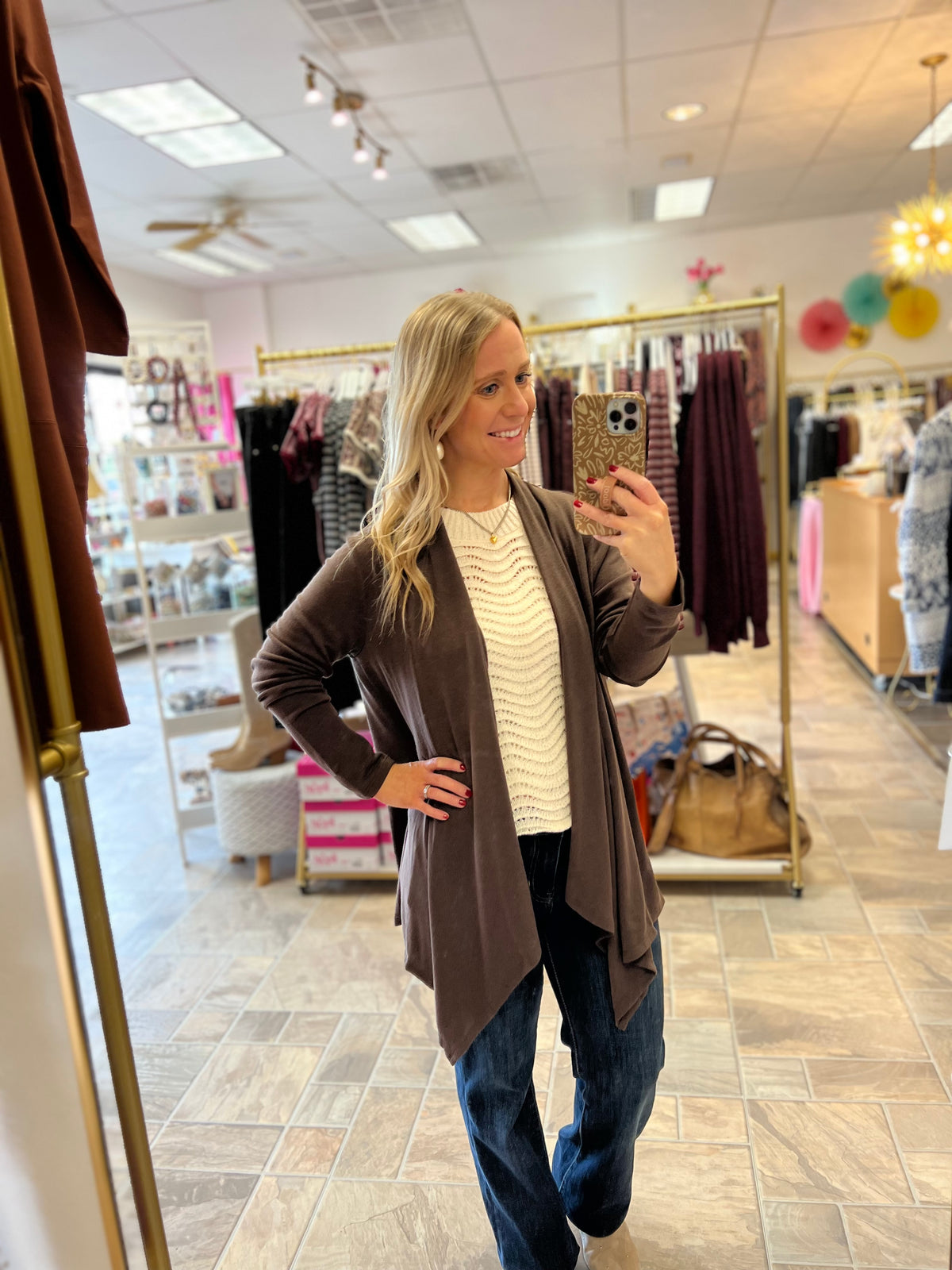 Soft Drape Cardi - Chocolate