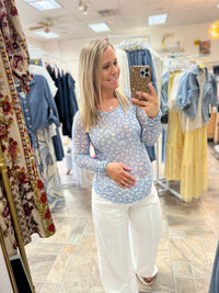 Blue Daisy Mesh Top