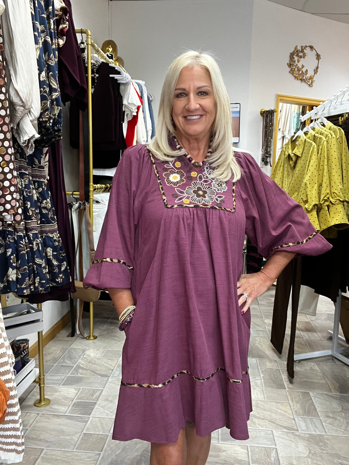 Merlot Floral Babydoll Dress