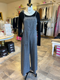 Soft Denim Jumpsuit - Washed Black