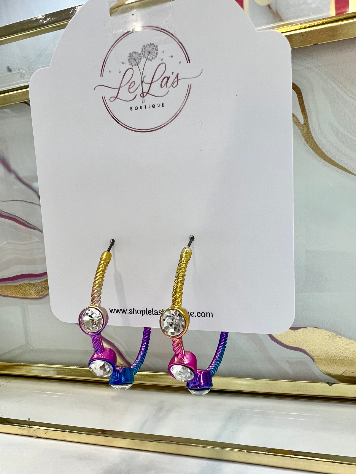 Cable Hoop Earrings - Multicolor