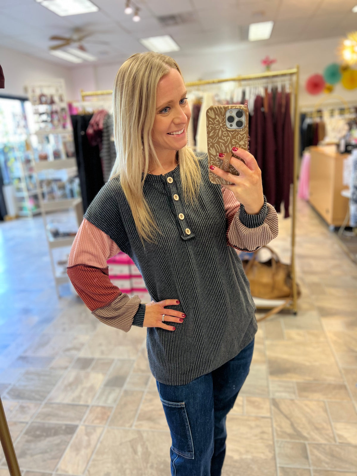 Charcoal Colorblock Top