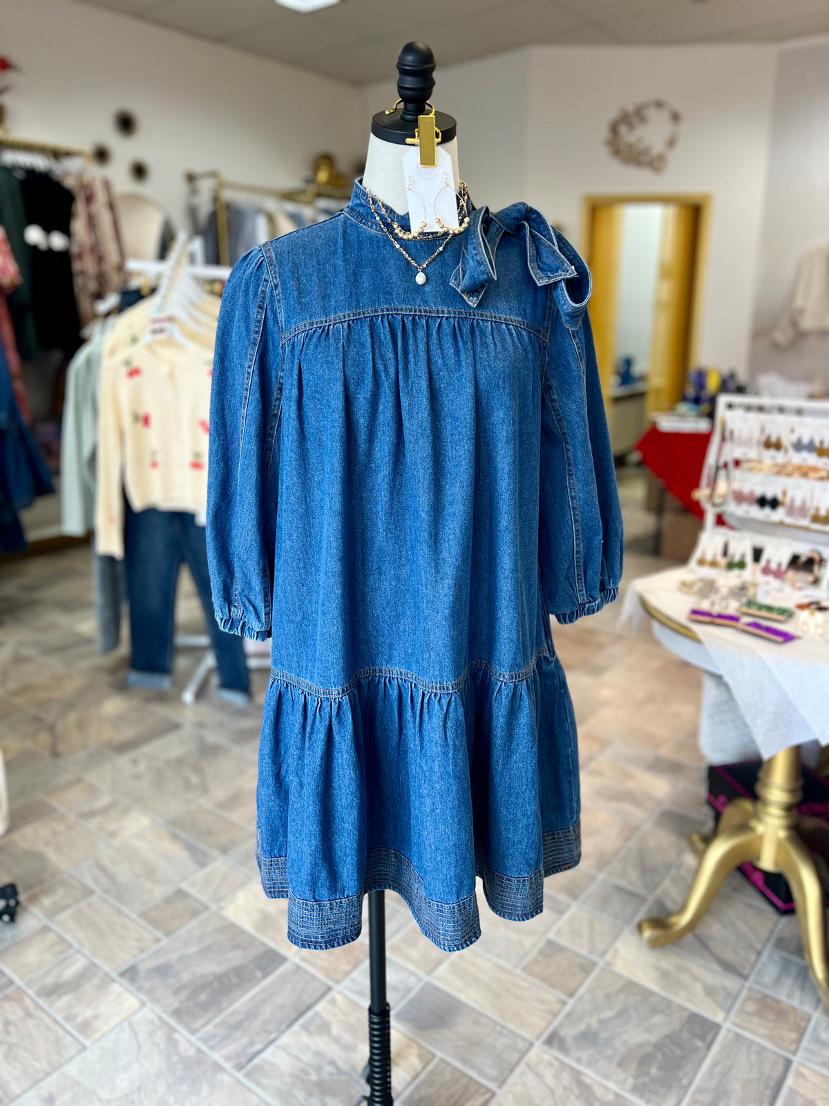Denim Bow Dress
