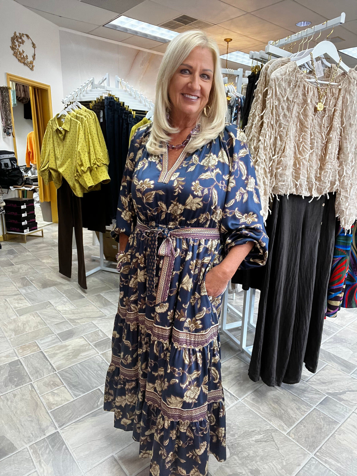 Navy Floral Maxi Dress