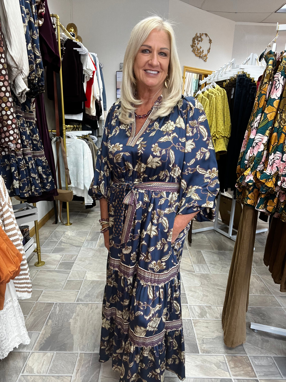 Navy Floral Maxi Dress