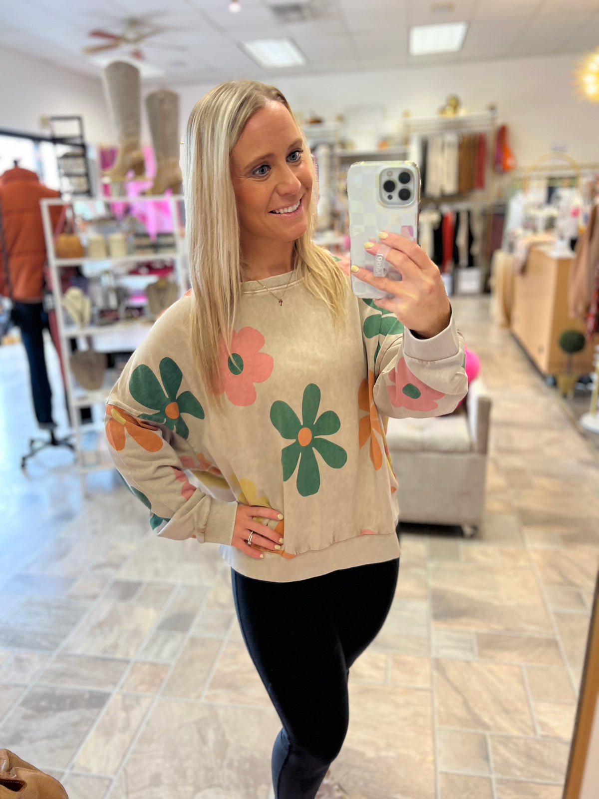 Mineral Wash Flowers Sweatshirt