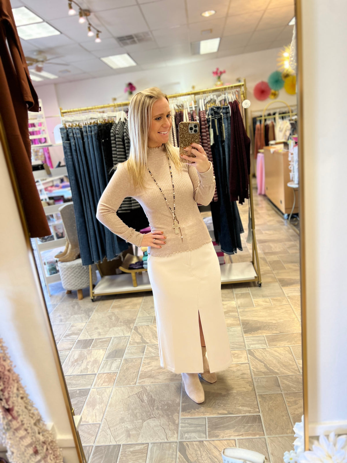 Mock Neck Top - Mocha