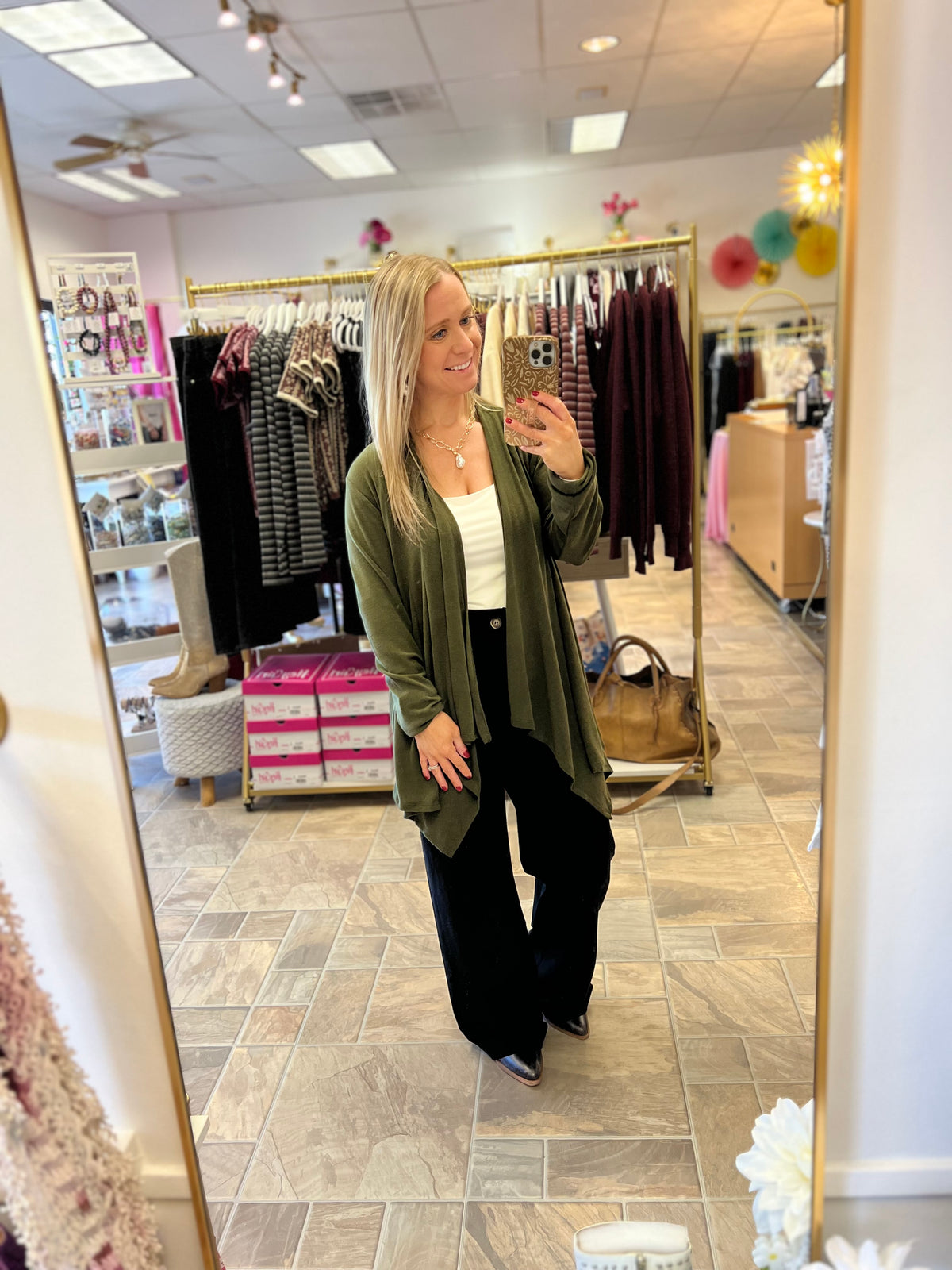 Soft Drape Cardi - Olive