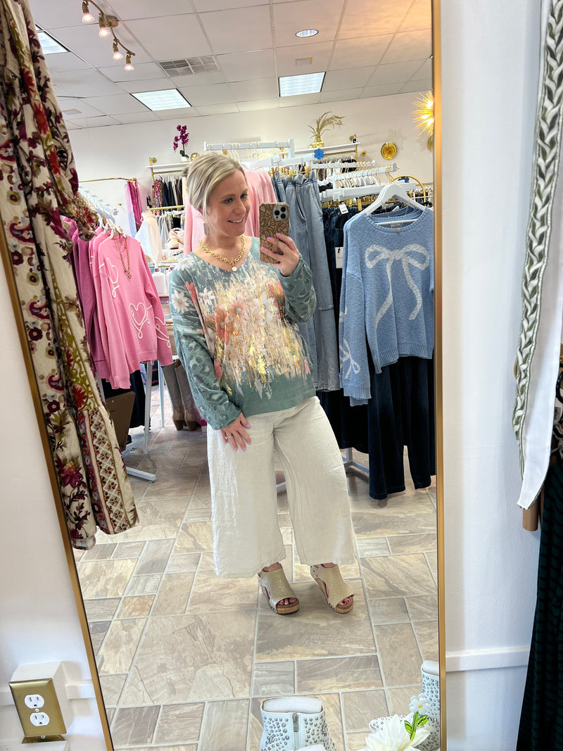 Crop Linen Pants - Beige