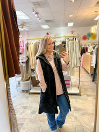 Black Long Puffer Vest