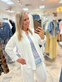 Blue Daisy Mesh Top