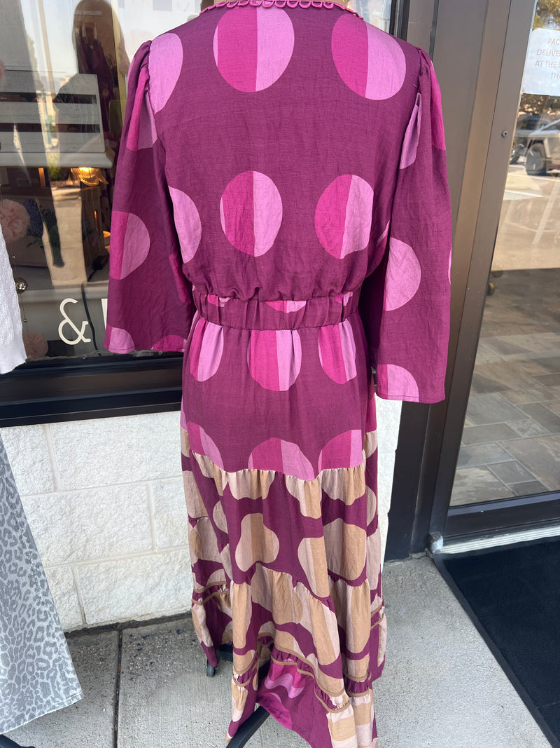 Burgundy Dot Maxi Dress