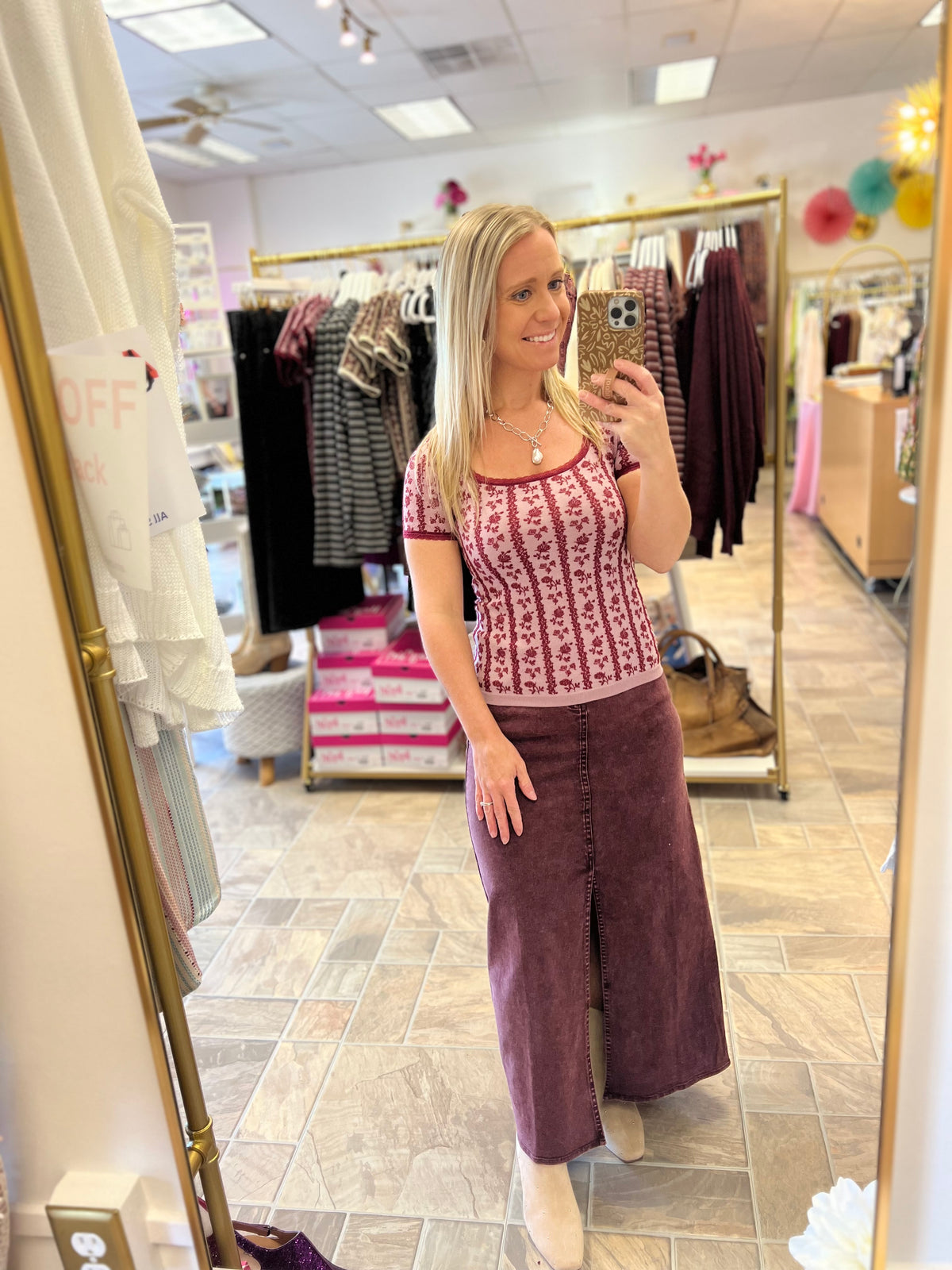 Twill Maxi Skirt - Plum