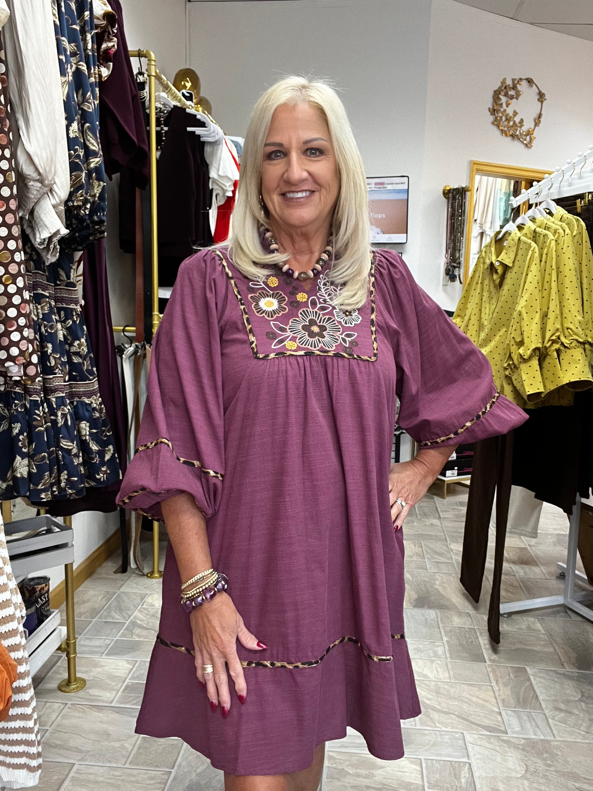 Merlot Floral Babydoll Dress