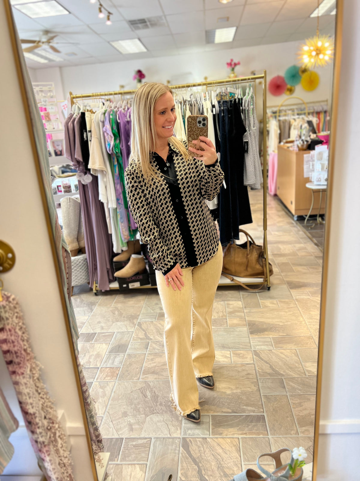 LIVERPOOL Hannah Crop Flare With Fray Hem - Mineral Gold