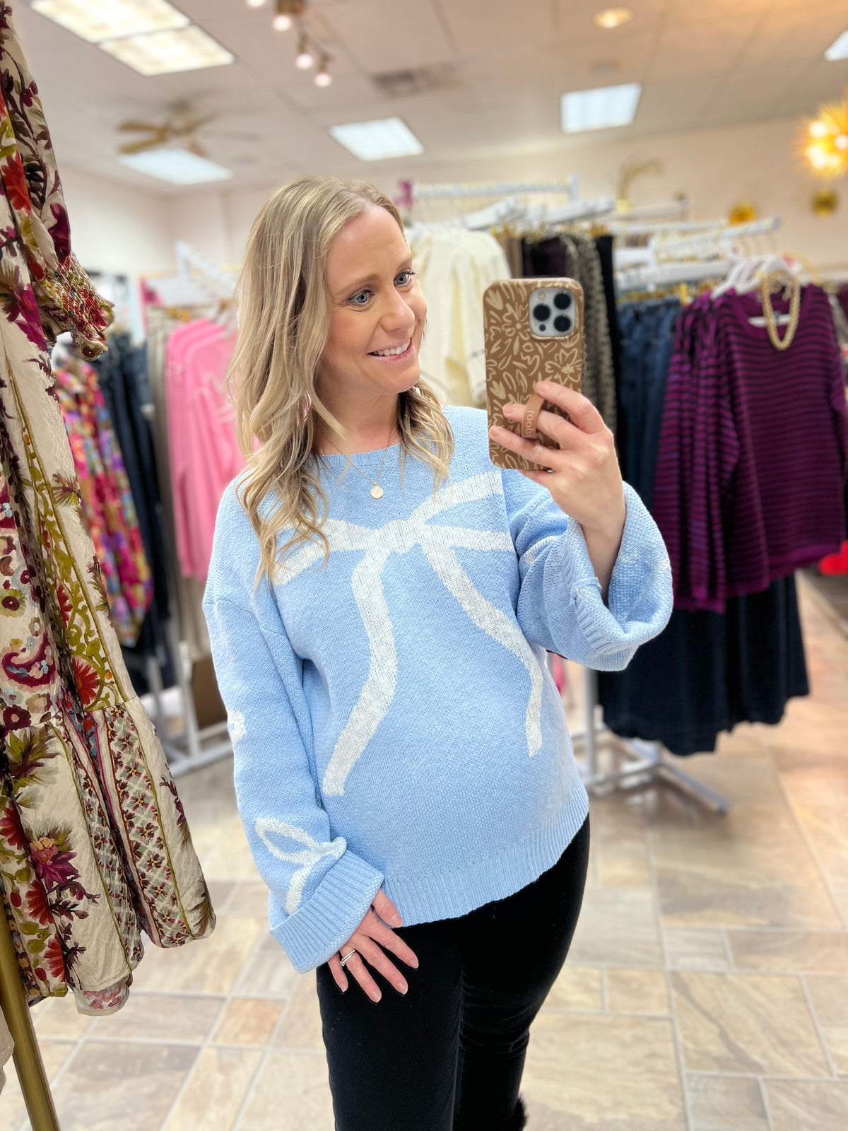Bow Sweater - Sky Blue