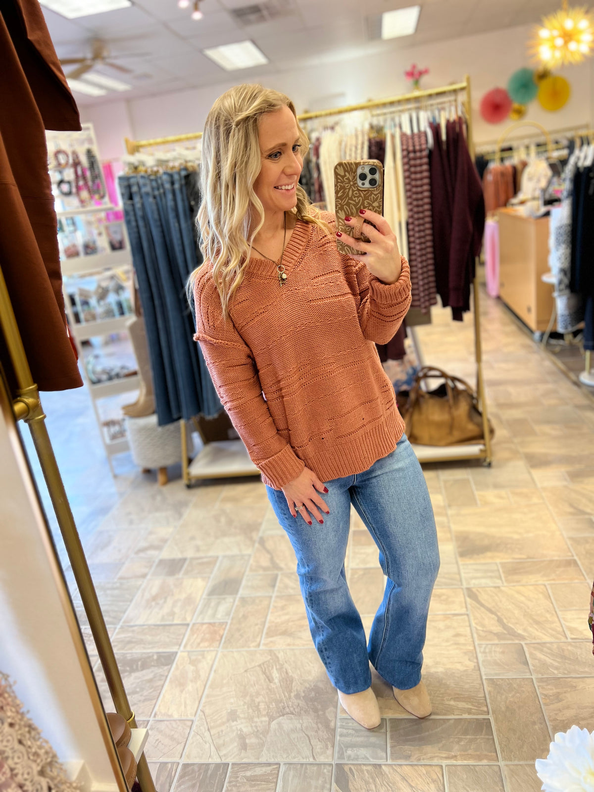 Distressed Terracotta Sweater