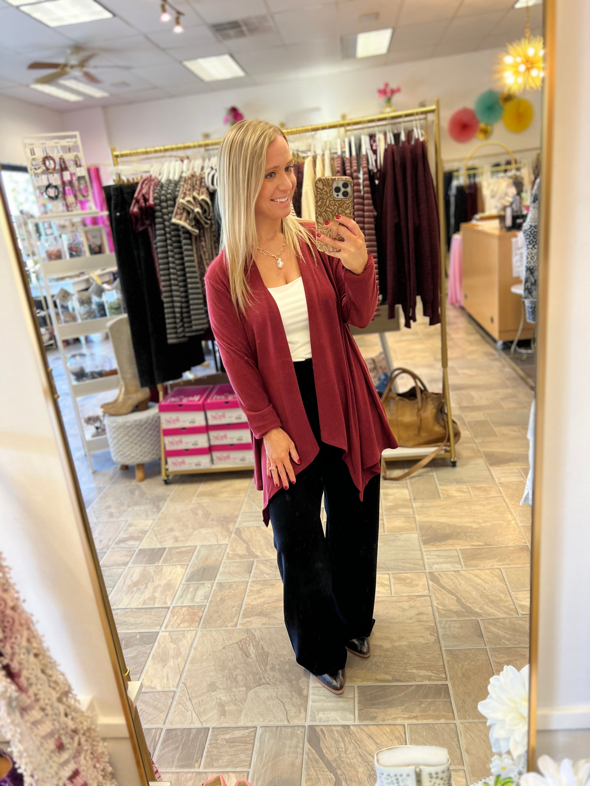 Soft Drape Cardi - Wine