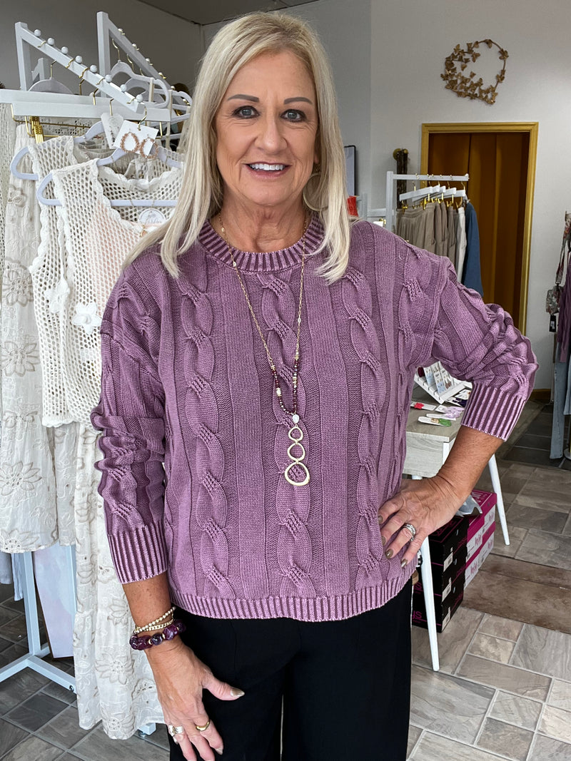 Plum Cable Knit Sweater