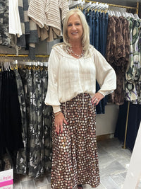 Brown Polka Dot Maxi Skirt