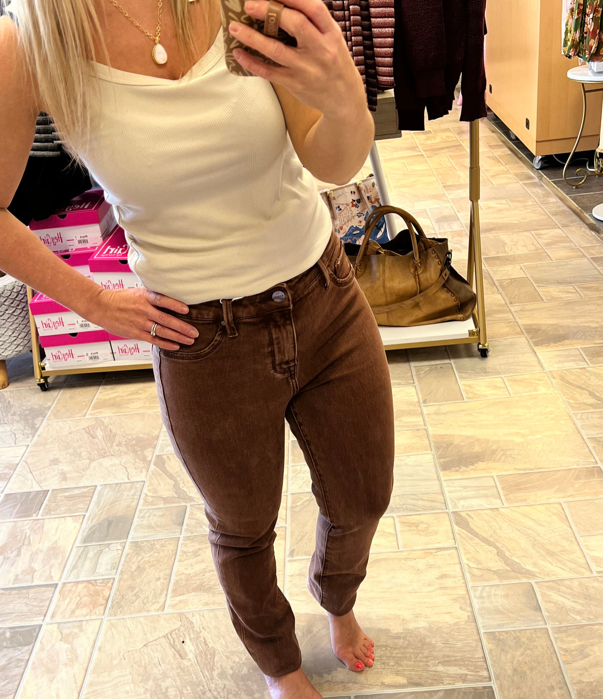 Risen Crop Skinny Jeans - Espresso