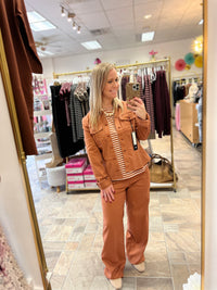 LIVERPOOL Hi-Rise Cinch Waist Wide Leg Pant - Ginger Spice