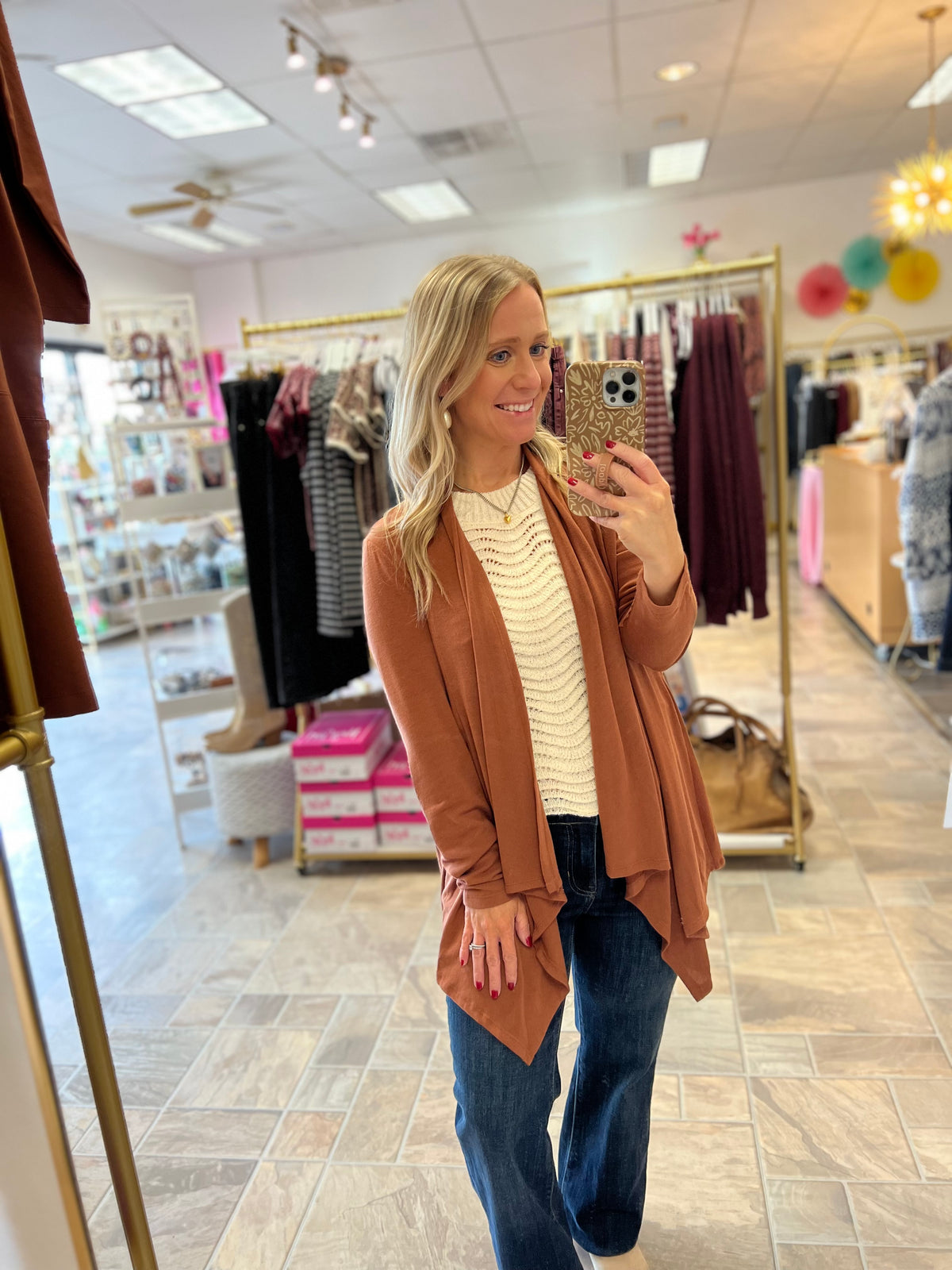 Soft Drape Cardi - Rust