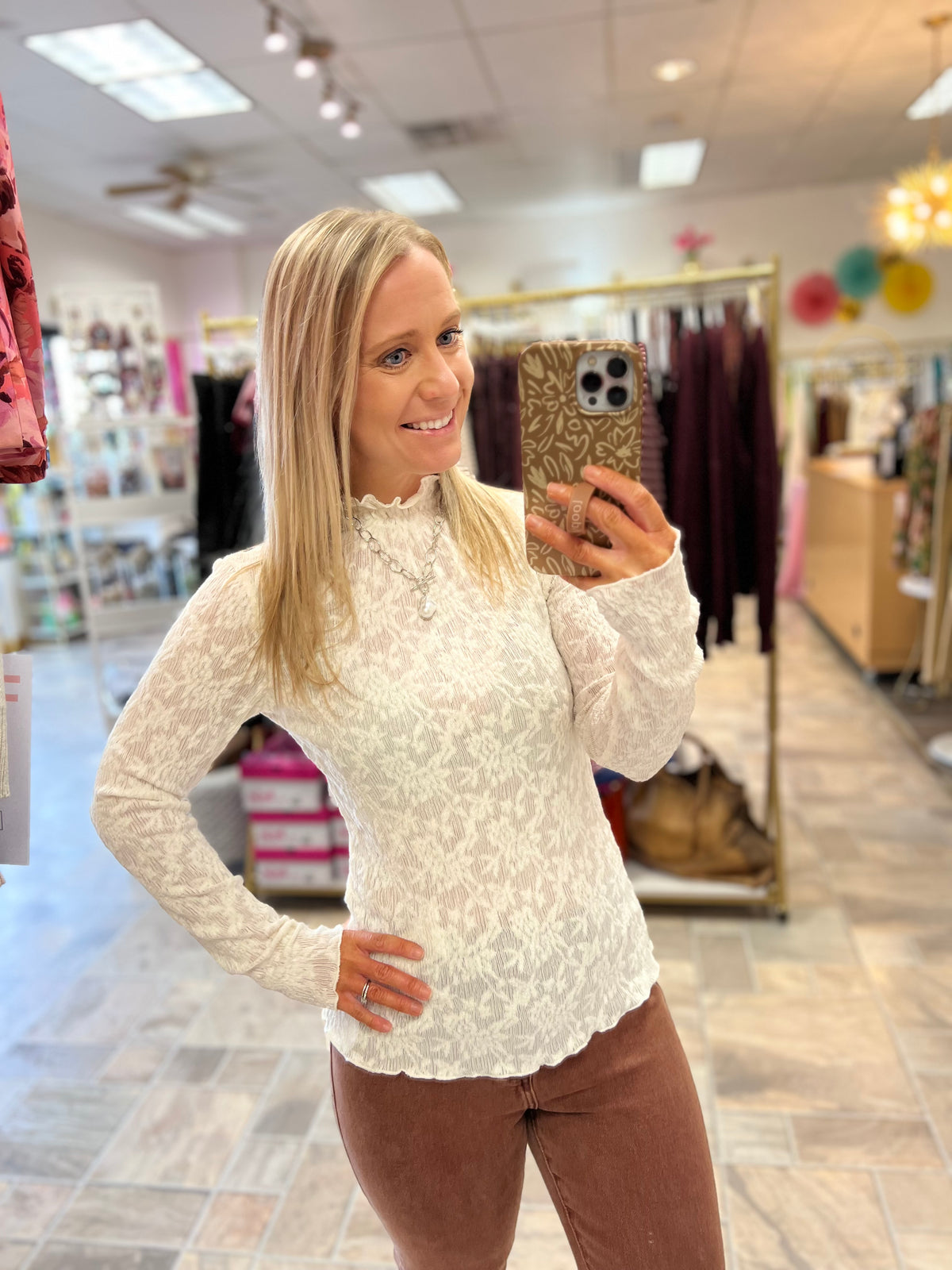 Lettuce Edge Knit Top - Ivory