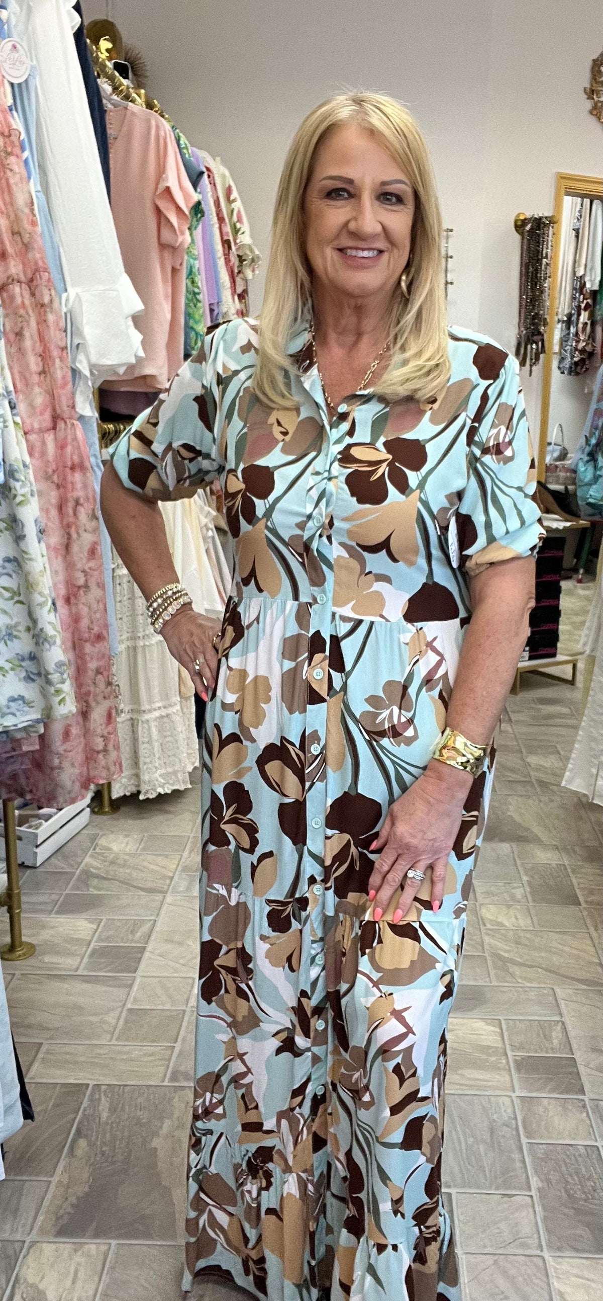Floral Maxi Dress - Mint
