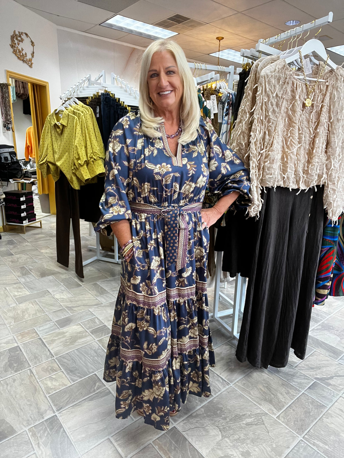 Navy Floral Maxi Dress