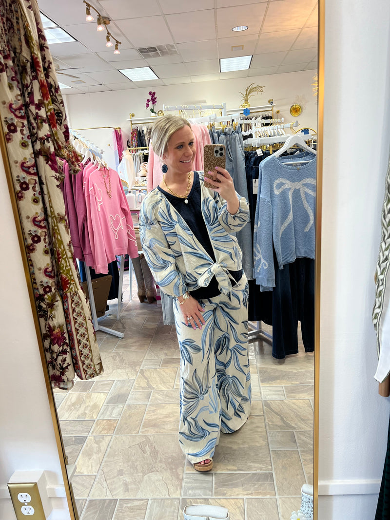 Palazzo Pants - Beige Print