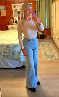 Lysee Iris Wide Leg Denim - Bleached Blue