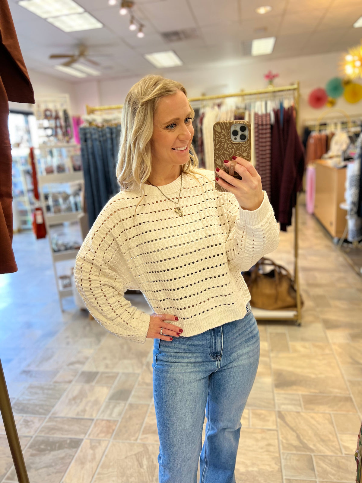 Pointelle Sweater - Cream