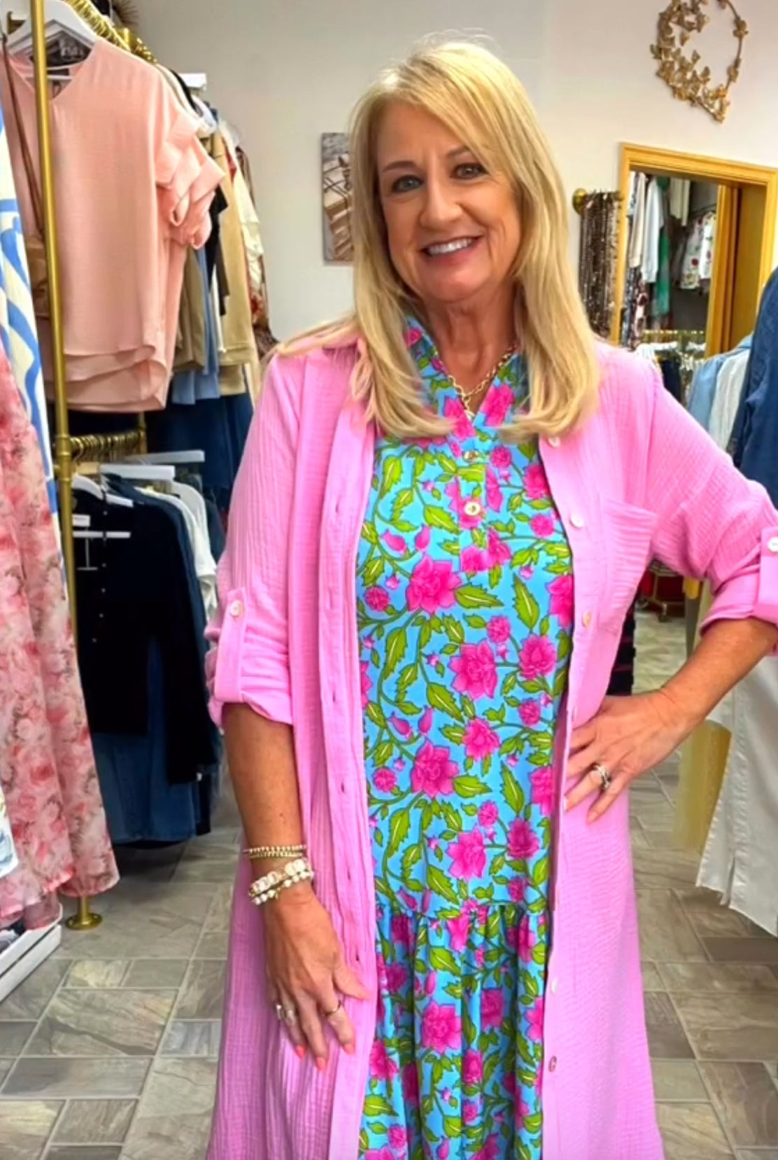 Coral Sands Dress - Aqua Pink