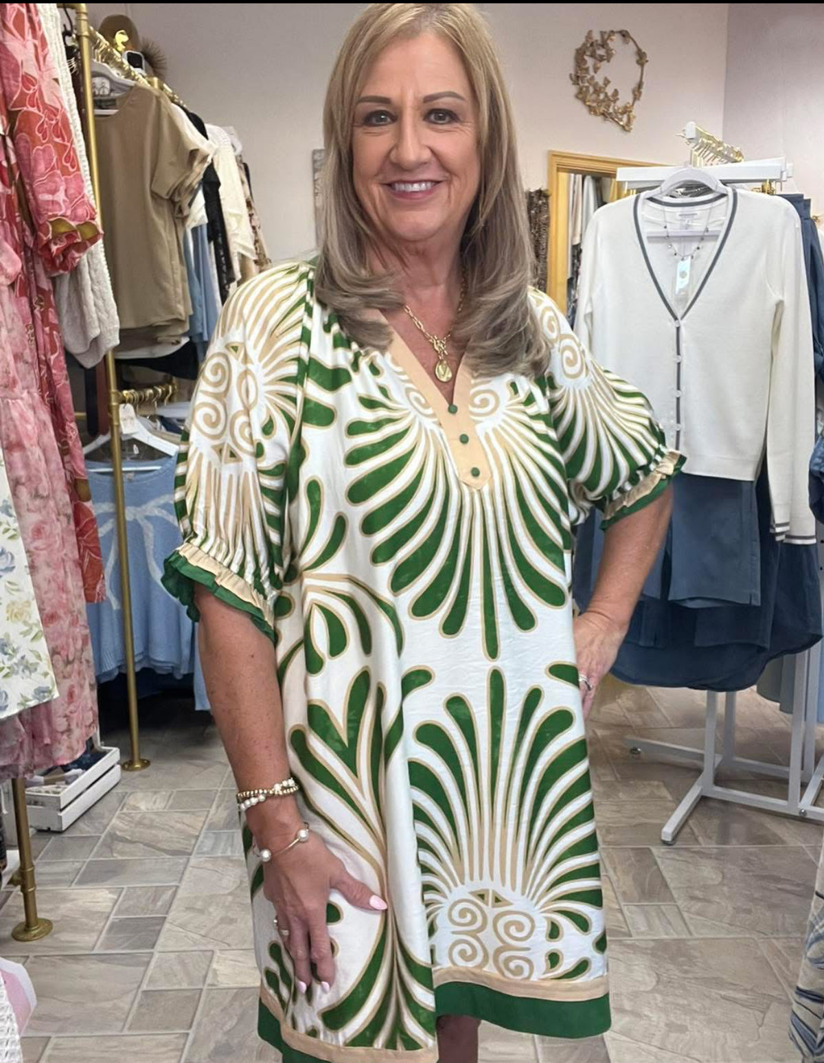 Green Abstract Mini Dress