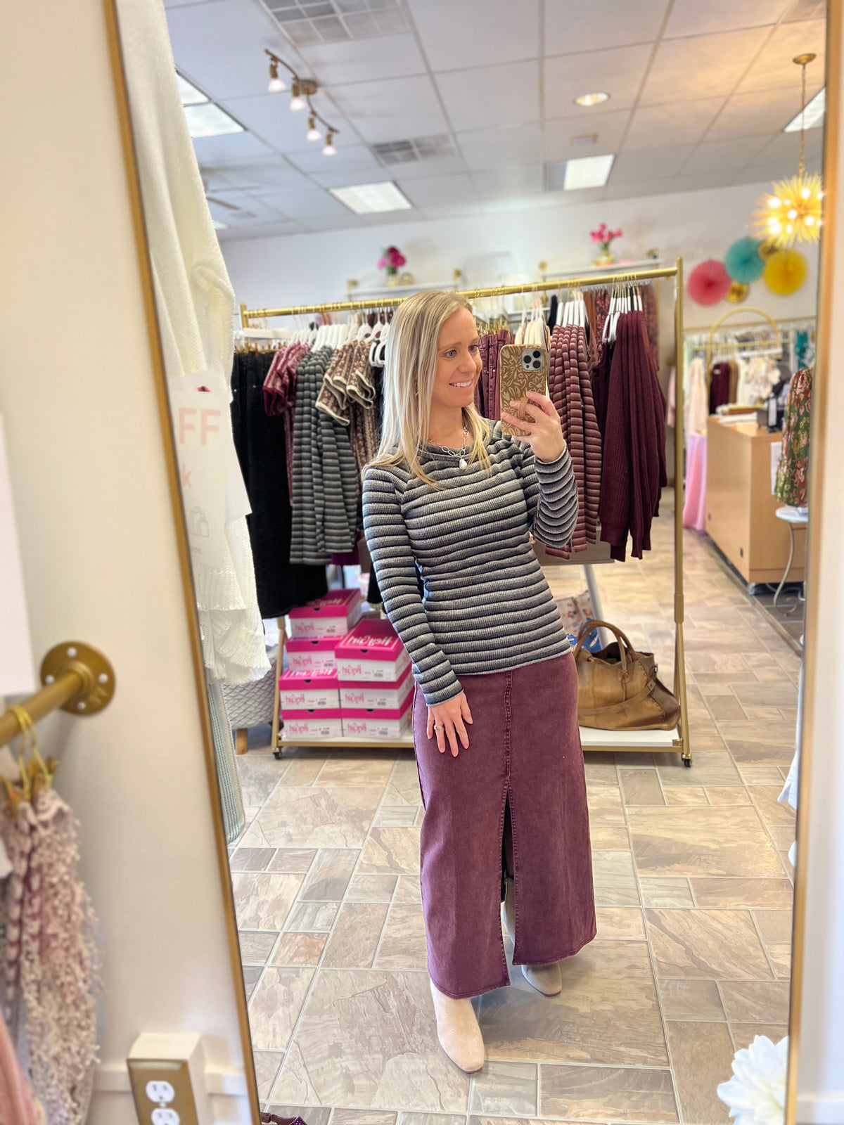 Twill Maxi Skirt - Plum