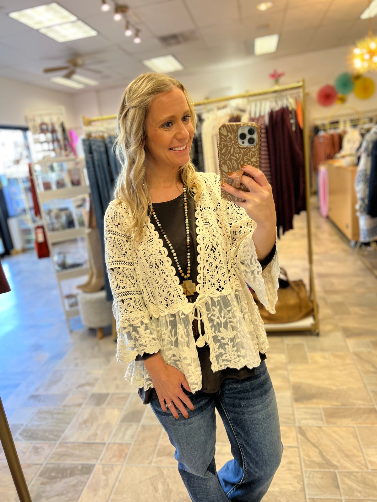 Natural Lace Crochet Cardigan