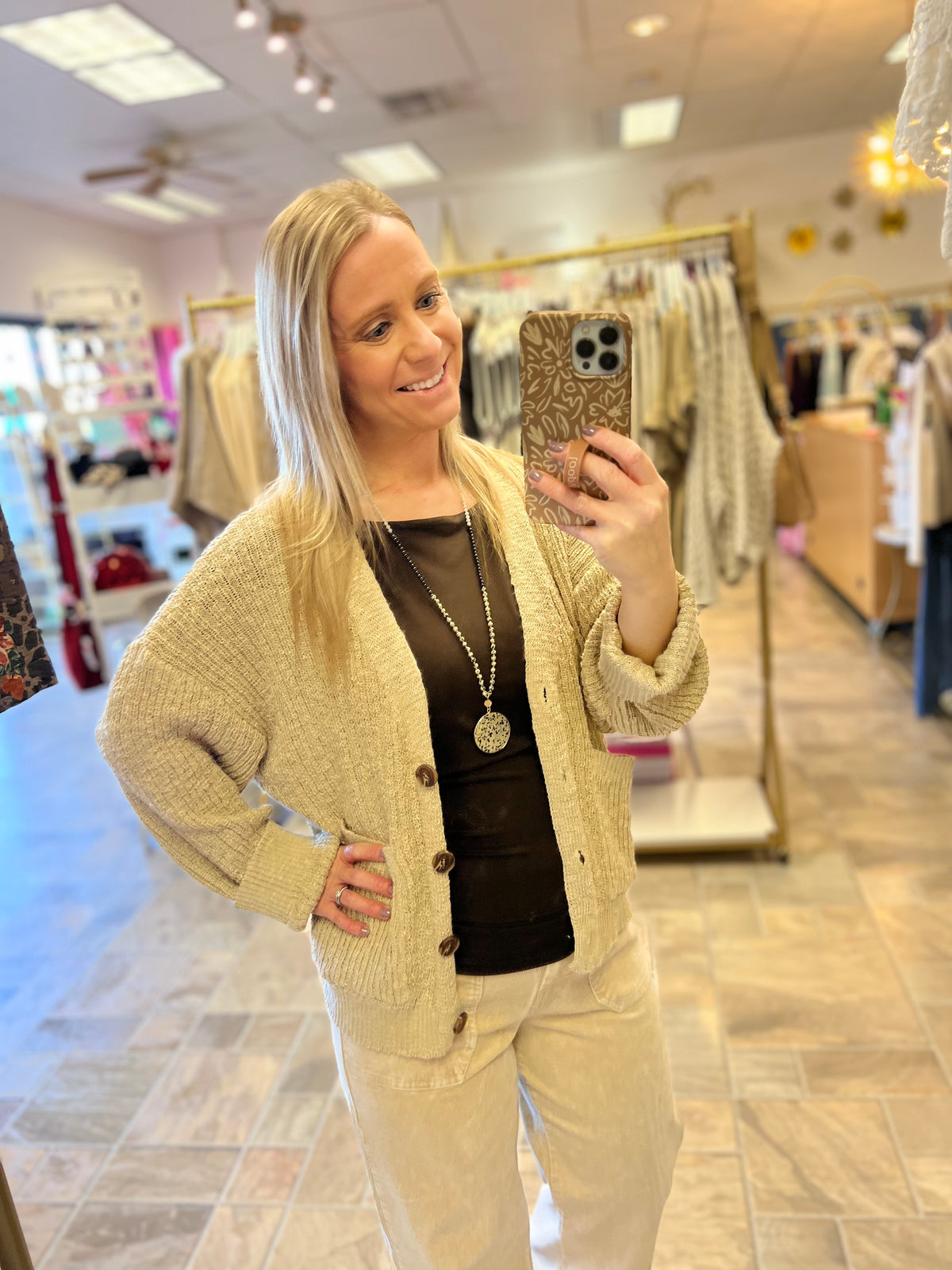 Slouchy Sweater Cardigan - Sand