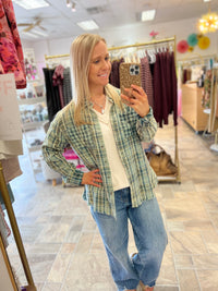 Washed Green Plaid Shirt