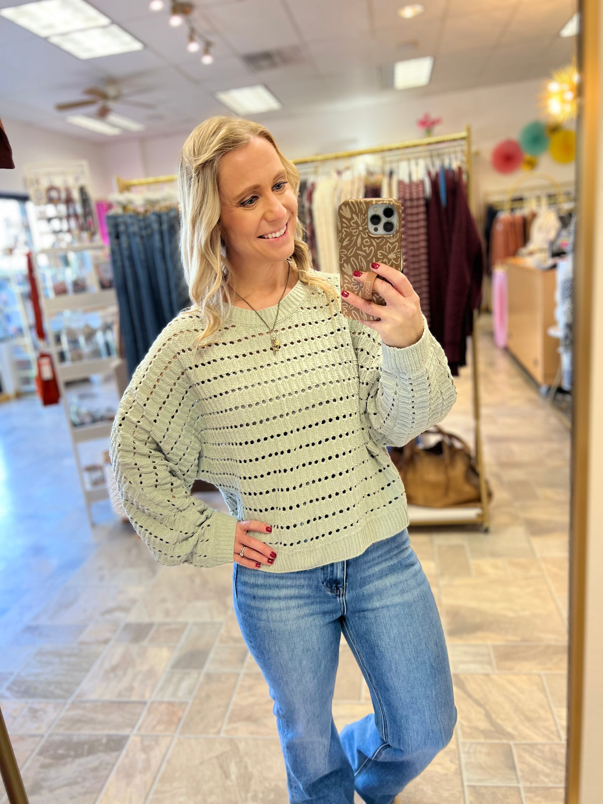 Pointelle Sweater - Sage