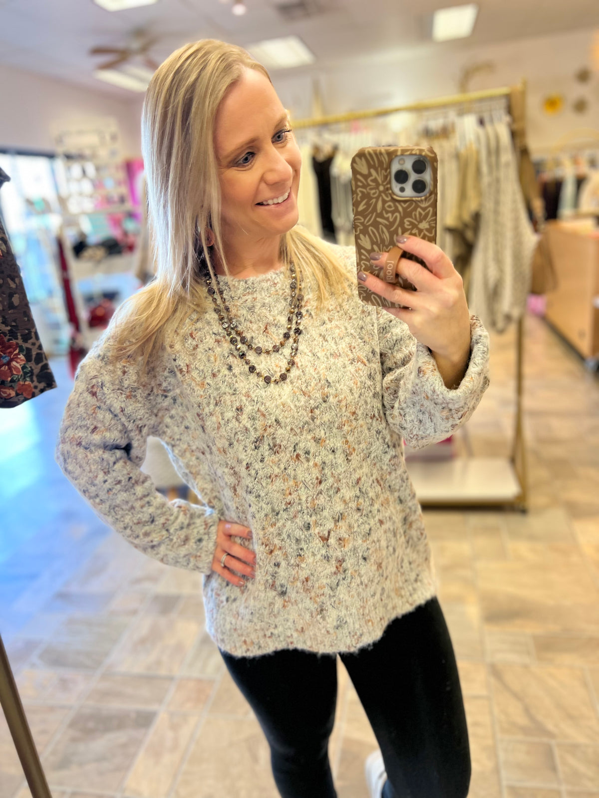 Grey Textured Weave Sweater