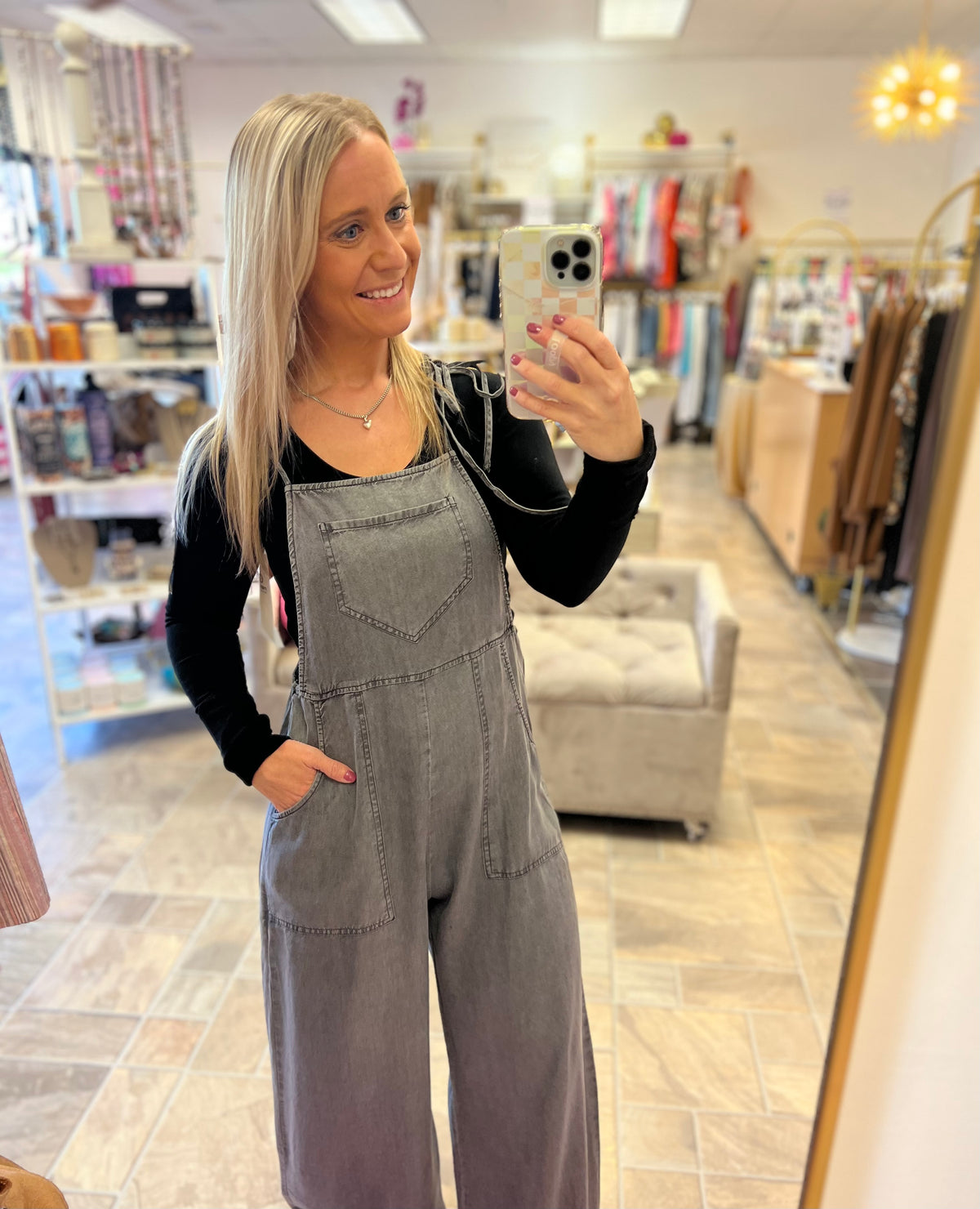 Soft Denim Jumpsuit - Washed Black