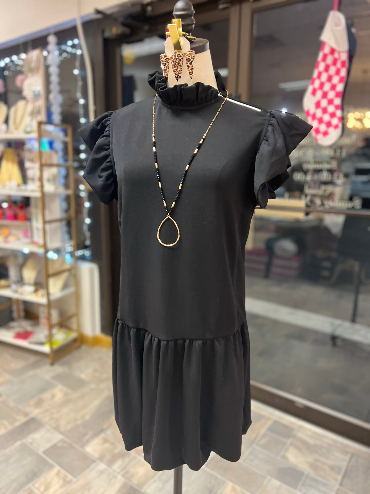 Black Bubble Hem Dress