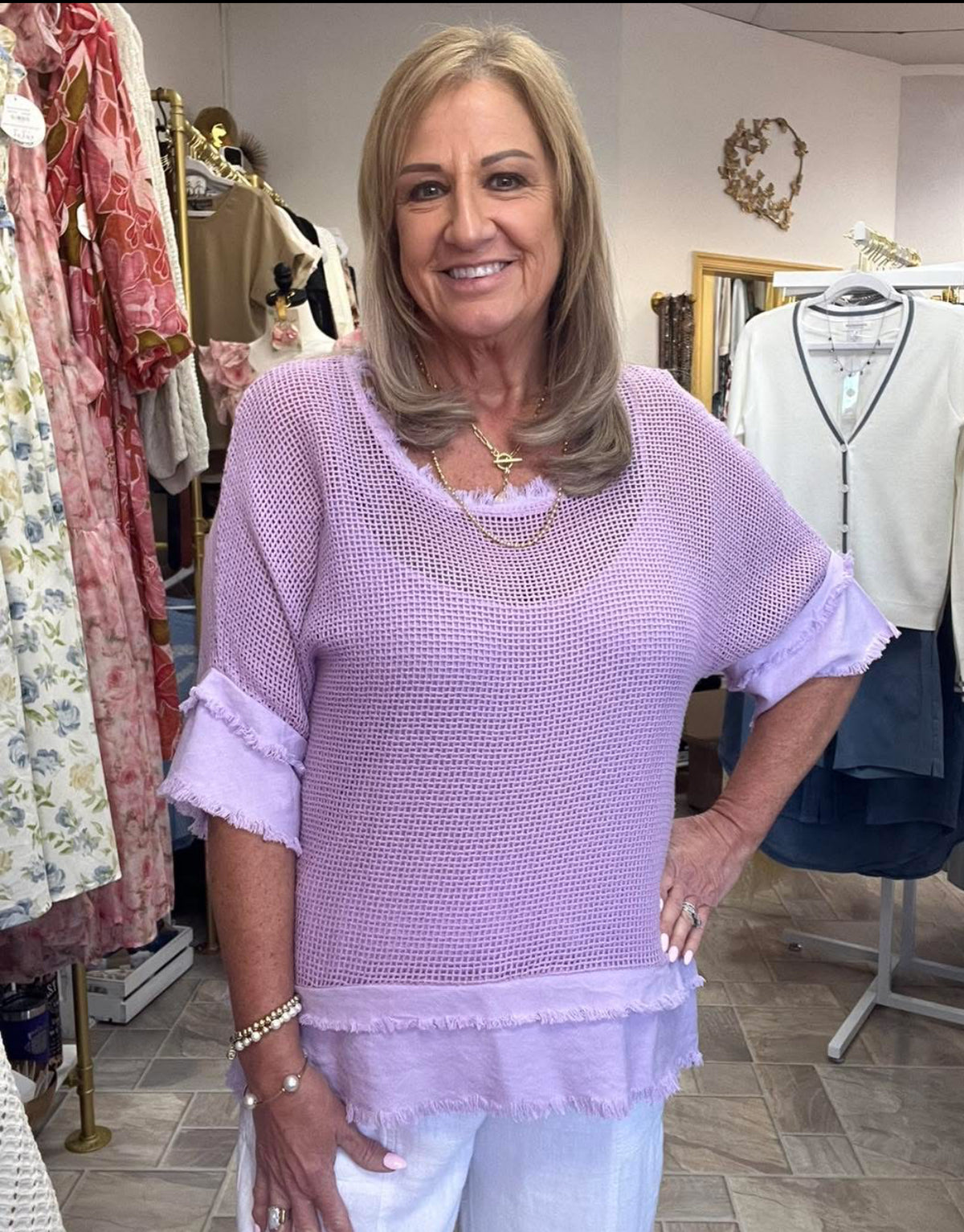 Mesh Top With Tank - Lavender