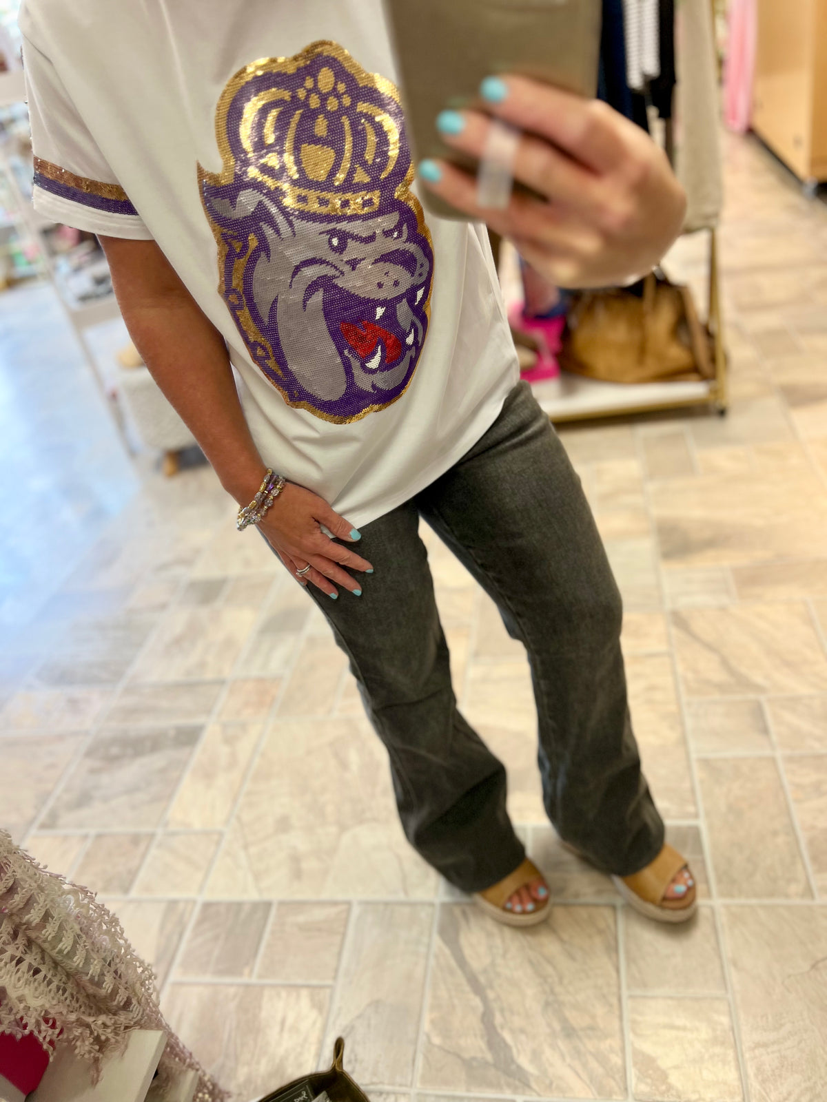 Judy Blue Midrise Tummy Control Gray Flare Jean