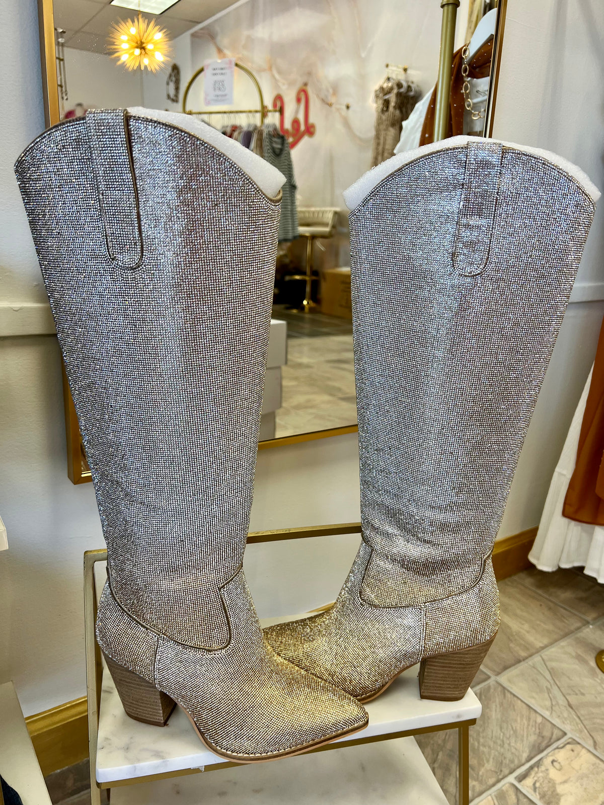 Silver diamond boots clearance